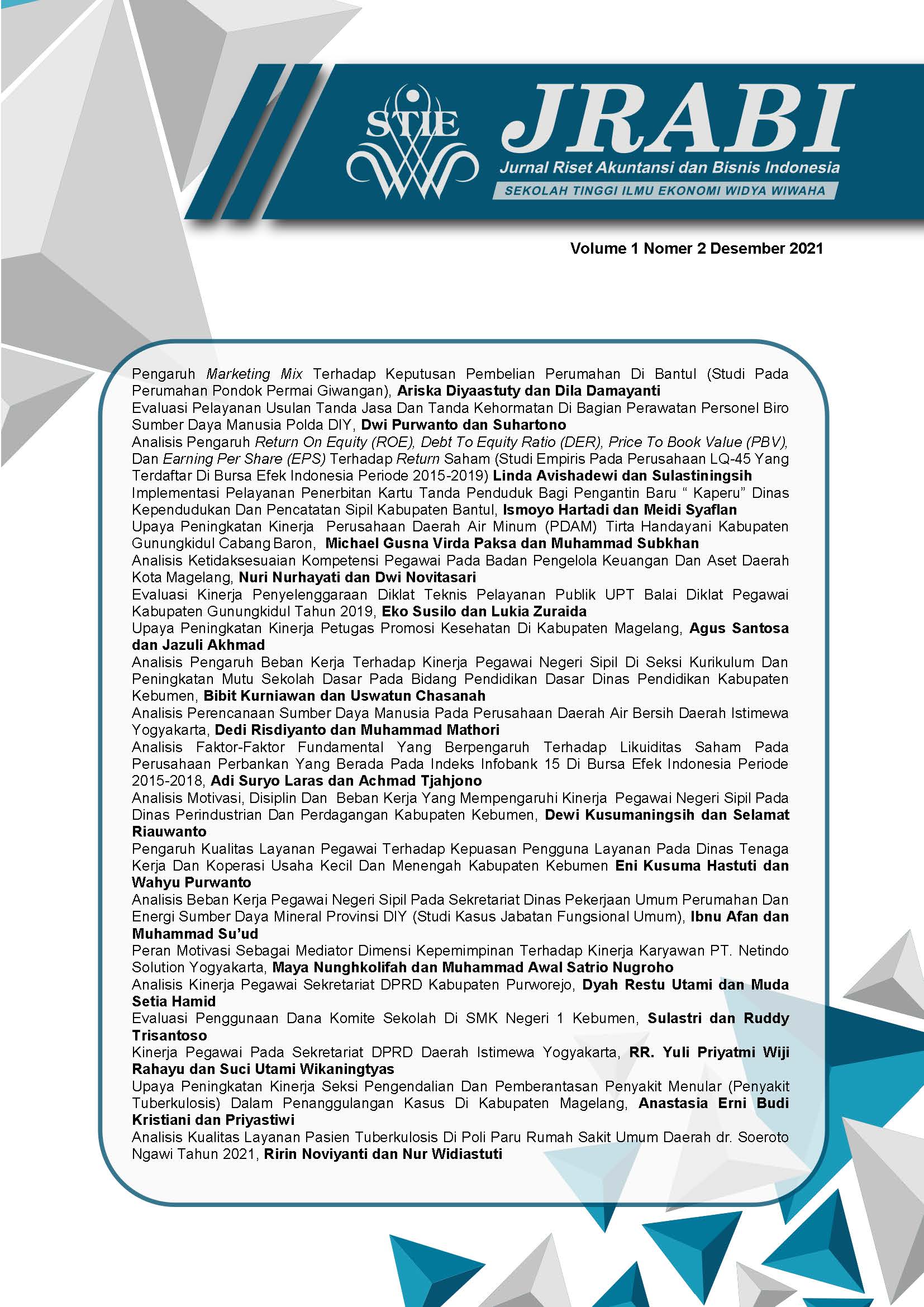 					View Vol. 1 No. 2 (2021): Jurnal Riset Akuntansi dan Bisnis Indonesia
				