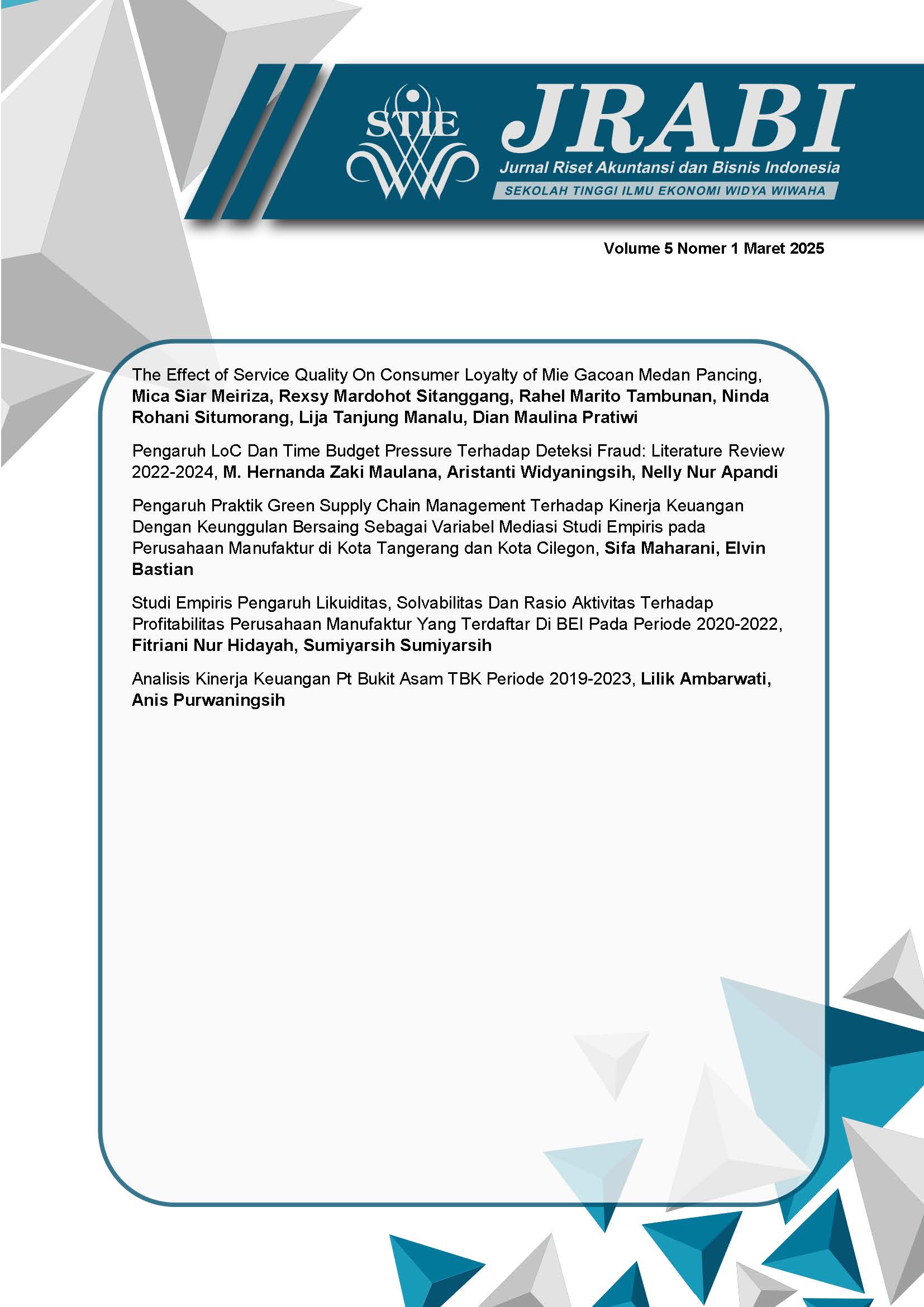 					View Vol. 5 No. 1 (2025): Jurnal Riset Akuntansi dan Bisnis Indonesia
				