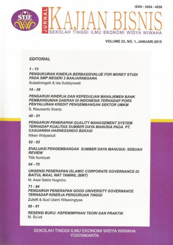 					View Vol. 23 No. 1 (2015): JURNAL KAJIAN BISNIS
				