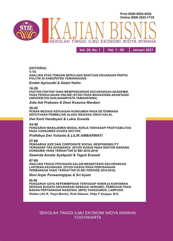 					View Vol. 29 No. 1 (2021): JURNAL KAJIAN BISNIS
				