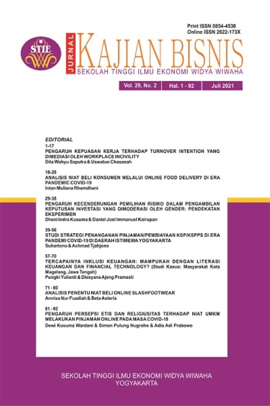 					View Vol. 29 No. 2 (2021): JURNAL KAJIAN BISNIS
				