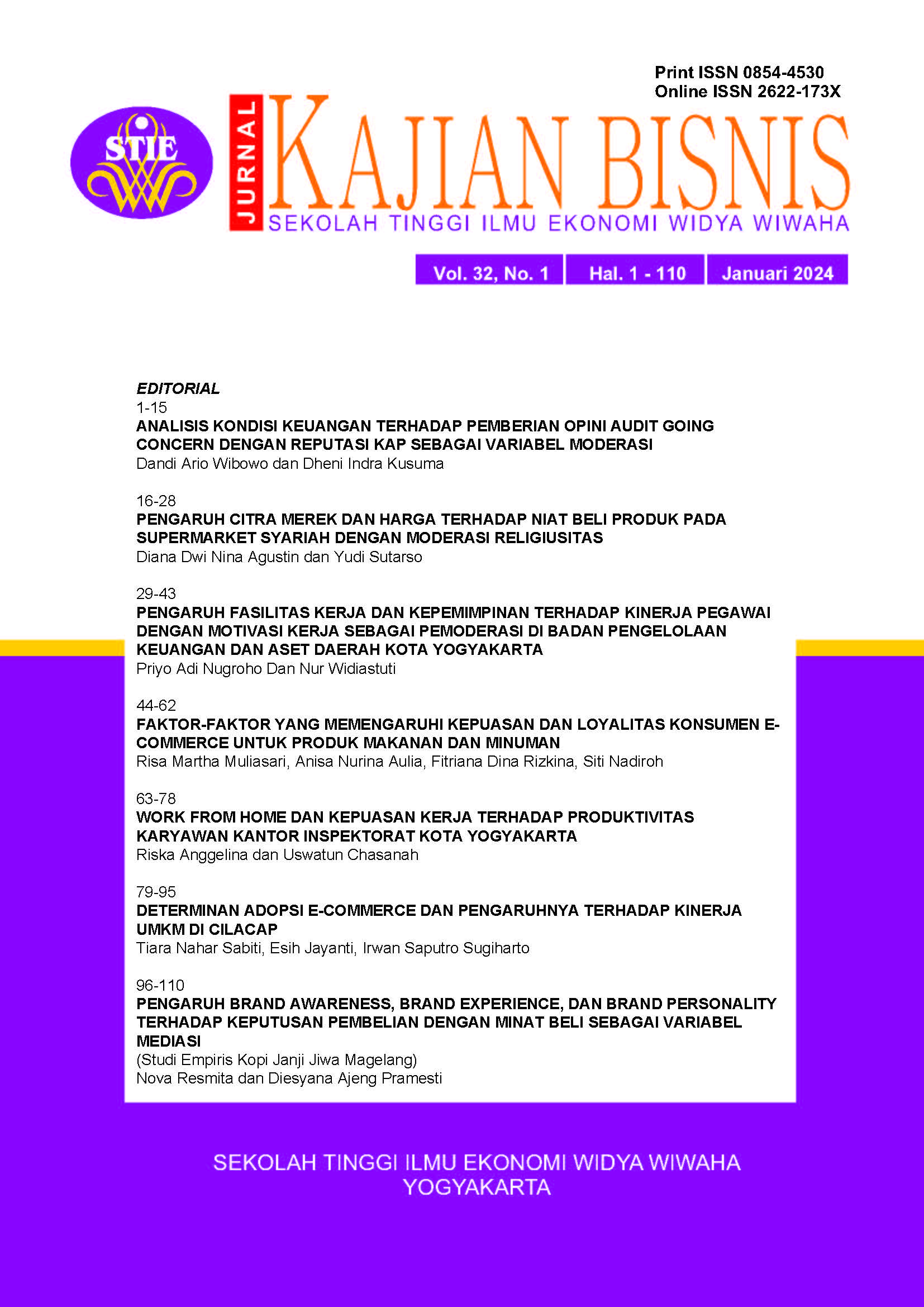 					View Vol. 32 No. 1 (2024): JURNAL KAJIAN BISNIS
				