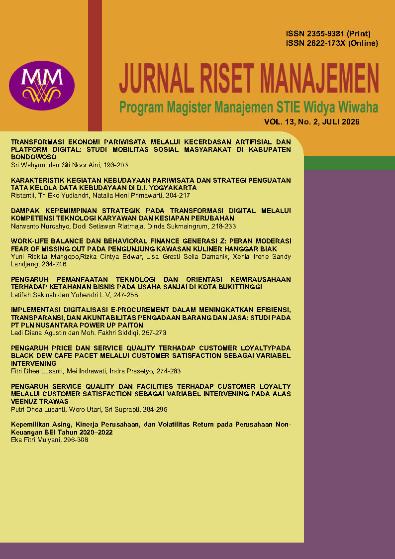 					View Vol. 13 No. 2 (2026): Jurnal Riset Manajemen
				