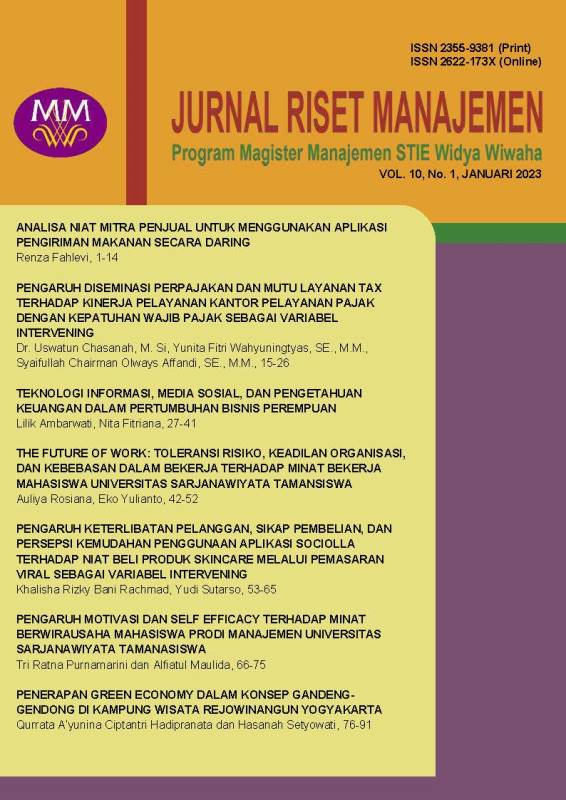 					View Vol. 10 No. 1 (2023): Jurnal Riset Manajemen
				